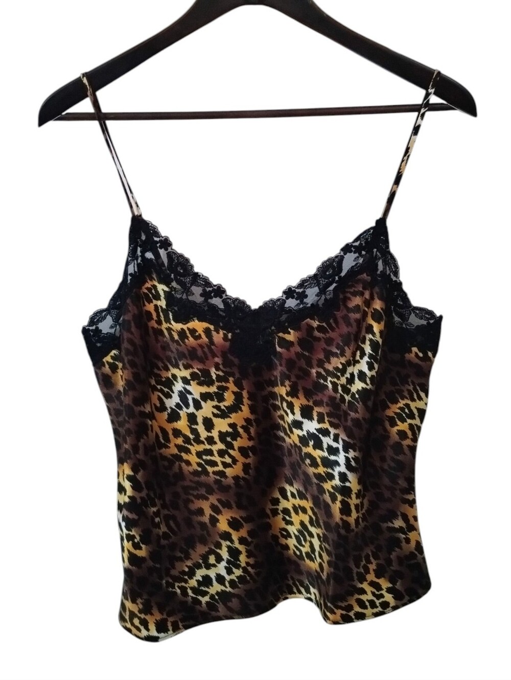Victoria Secret Leopard Lace Trim Camisole Tank Top - Brown Black